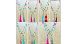 mixed beads necklace colorful tassels fashion design bulk free shipping